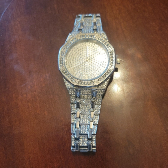 Men's Iced Out Hip Hop Bling Waterproof Simulated Diamond Quartz Movement Watch - Picture 9 of 11